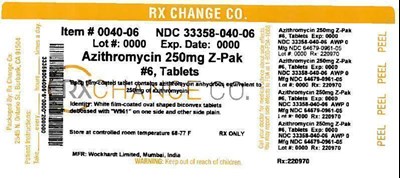 Rxchange Co. (33358-040-06) Azithromyci 250mg Z-pak (Rxchange Co. (33358 040 06) Azithromyci 250mg Z Pak)
